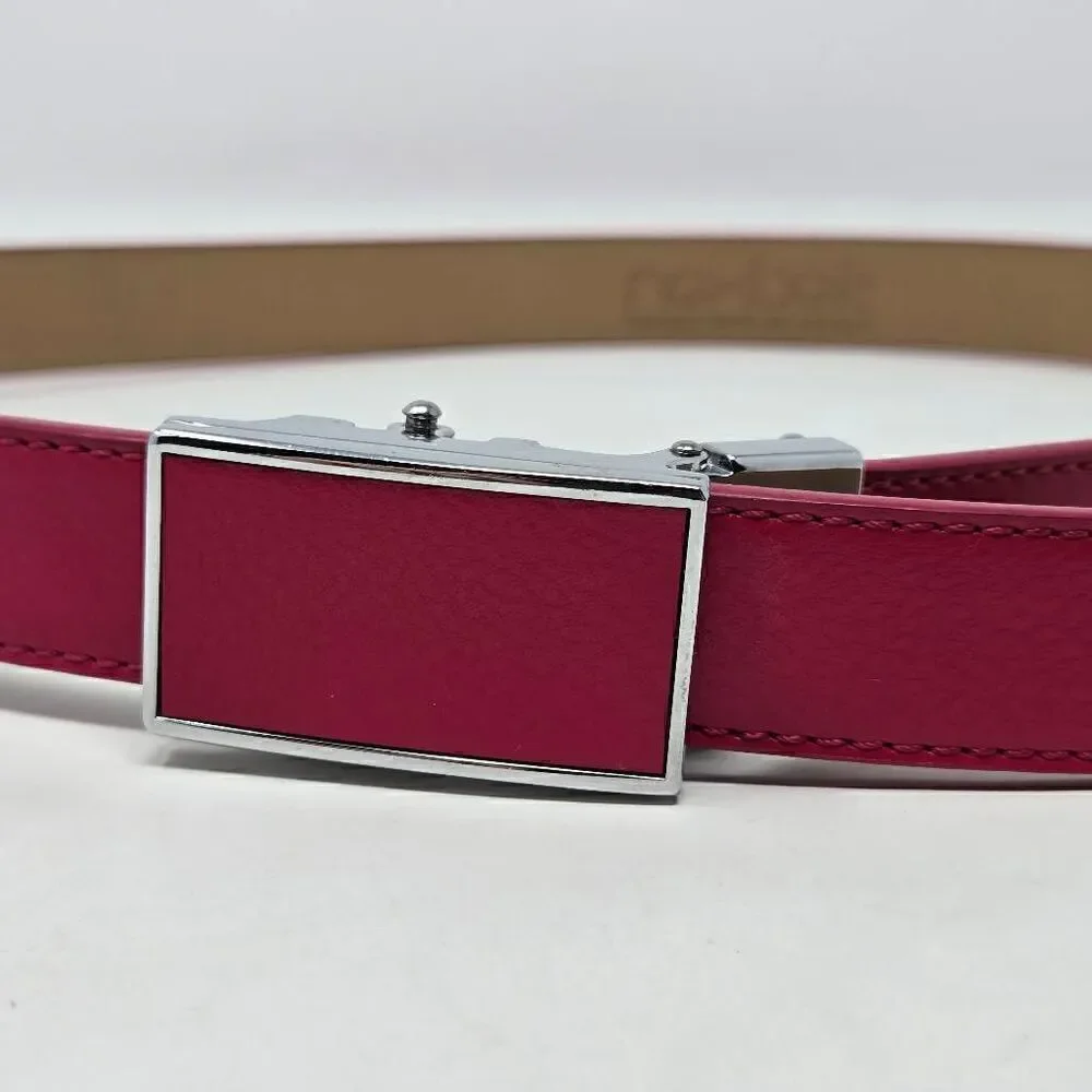 NEXBELT GOLF HIDDEN MARKER PINK LEATHER WOMENS BELT NO HOLES SIZE 00-8 EUC